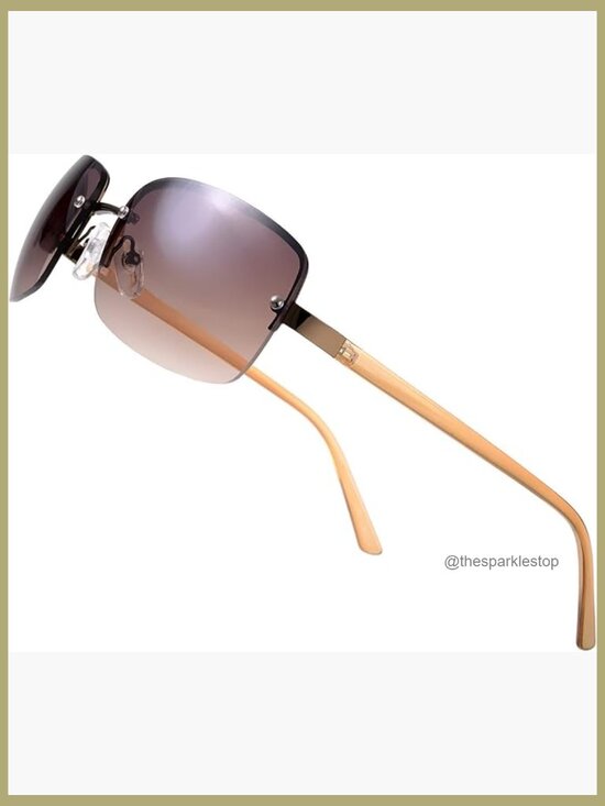 Semi-Rimless Rectangular Sunglasses with UV400 Protection main image 7